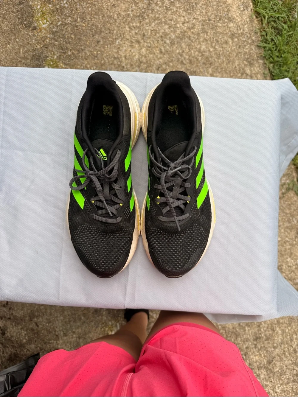 adidas SOLARGLIDE — Black Sneakers with Neon Green Stripes